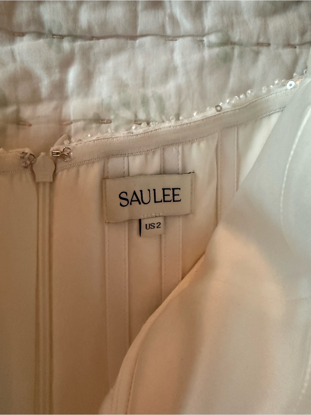 Sau Lee Lara Strapless White Beaded Mini Dress with Sweetheart Neckline, Sz 2 - Picture 6 of 8